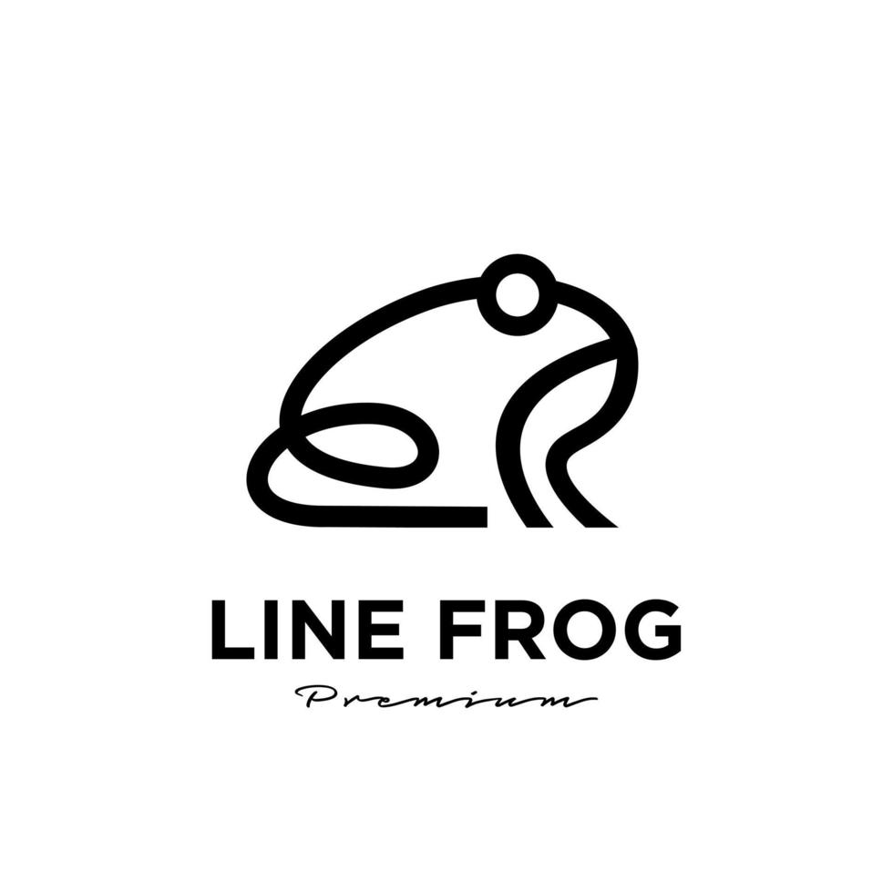 simple frog line vector logo illustration design