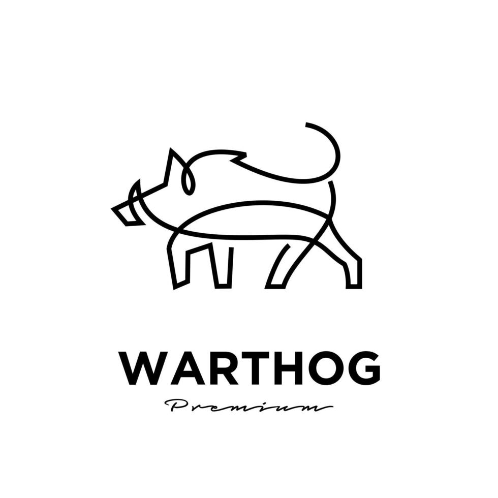 warthog simple line vector logo illustration design