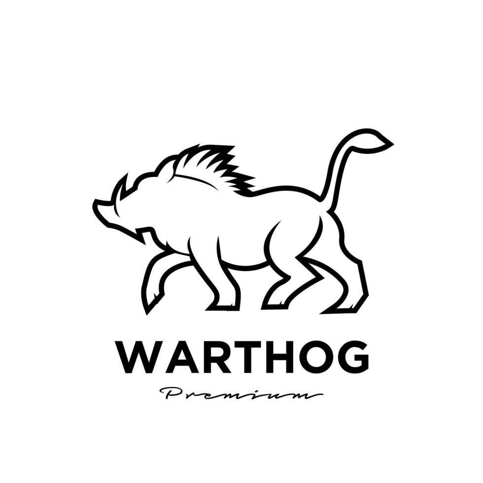 warthog simple line vector logo illustration design