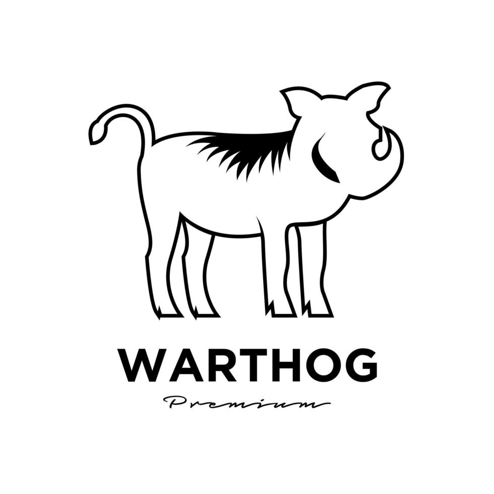 warthog, línea simple, vector, logotipo, ilustración, diseño vector