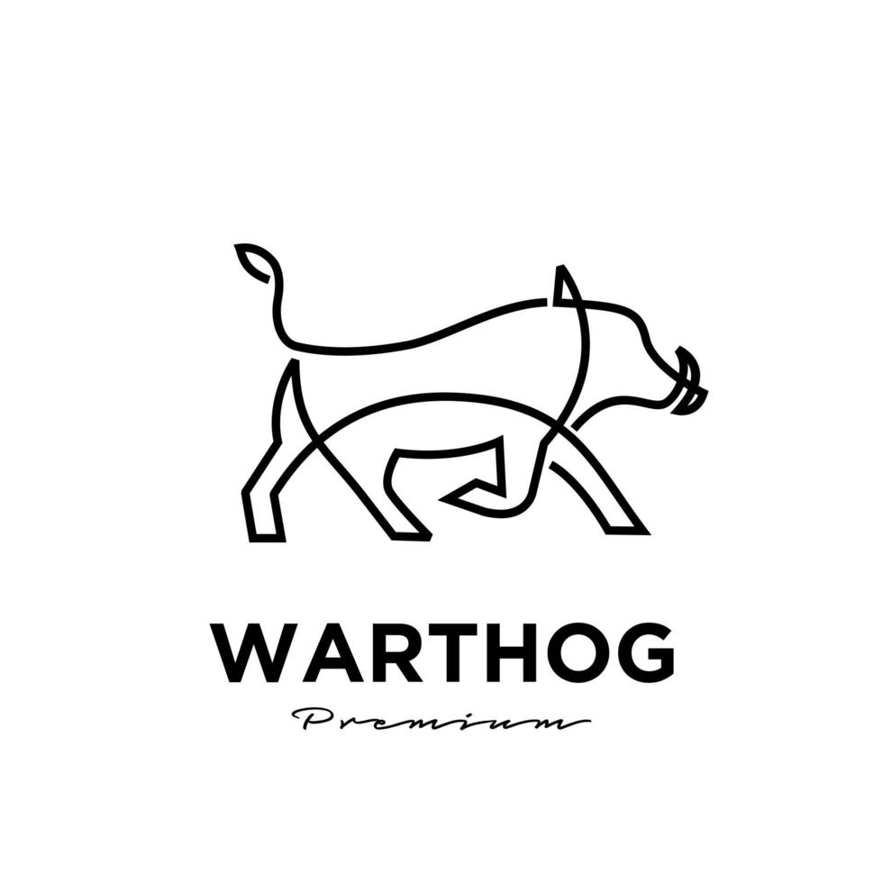 warthog, línea simple, vector, logotipo, ilustración, diseño vector