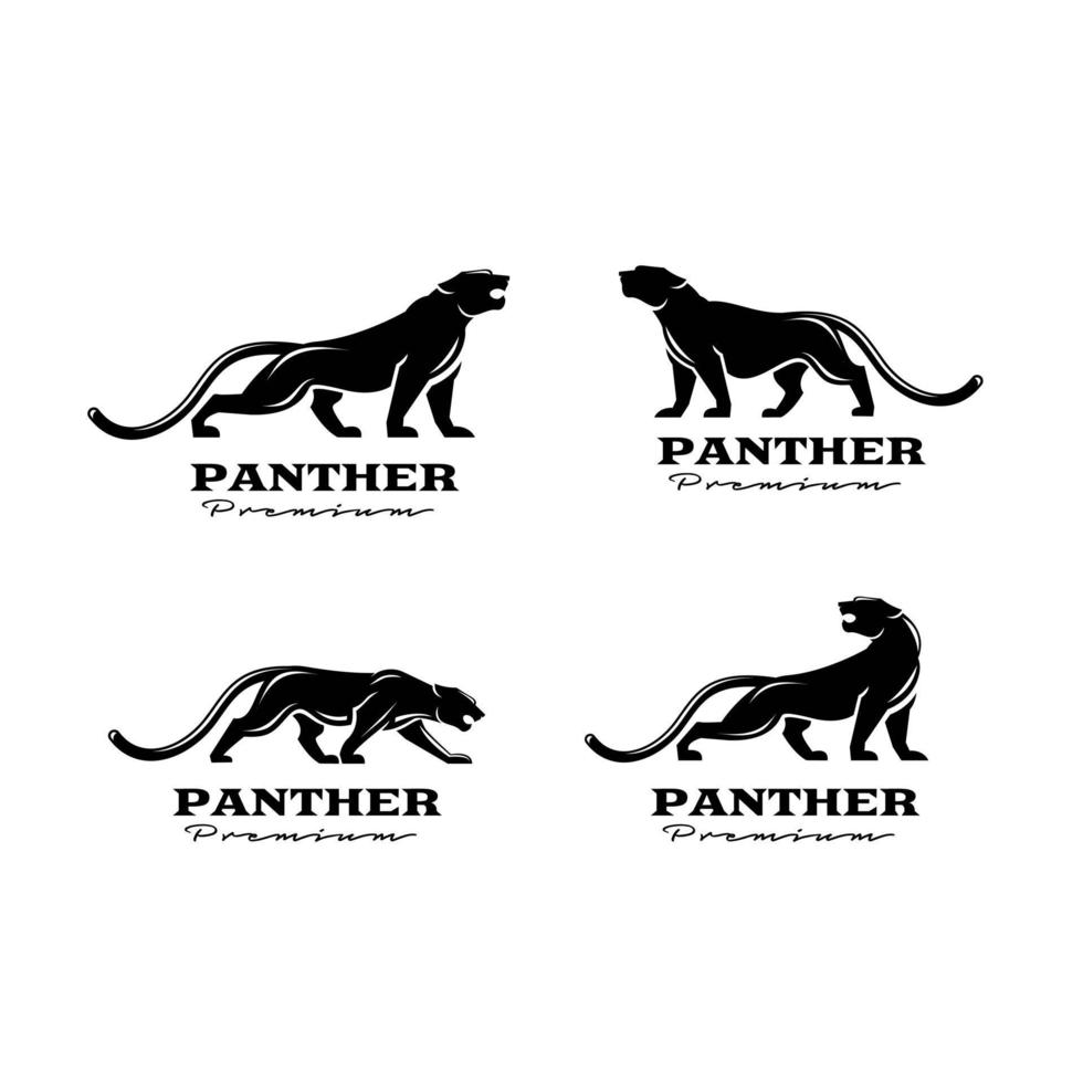 set collection premium black panther vector logo illustration design