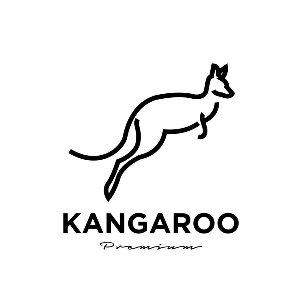 canguro wallaby línea logo vector icono ilustración premium