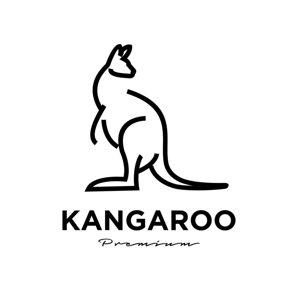 canguro wallaby línea logo vector icono ilustración premium