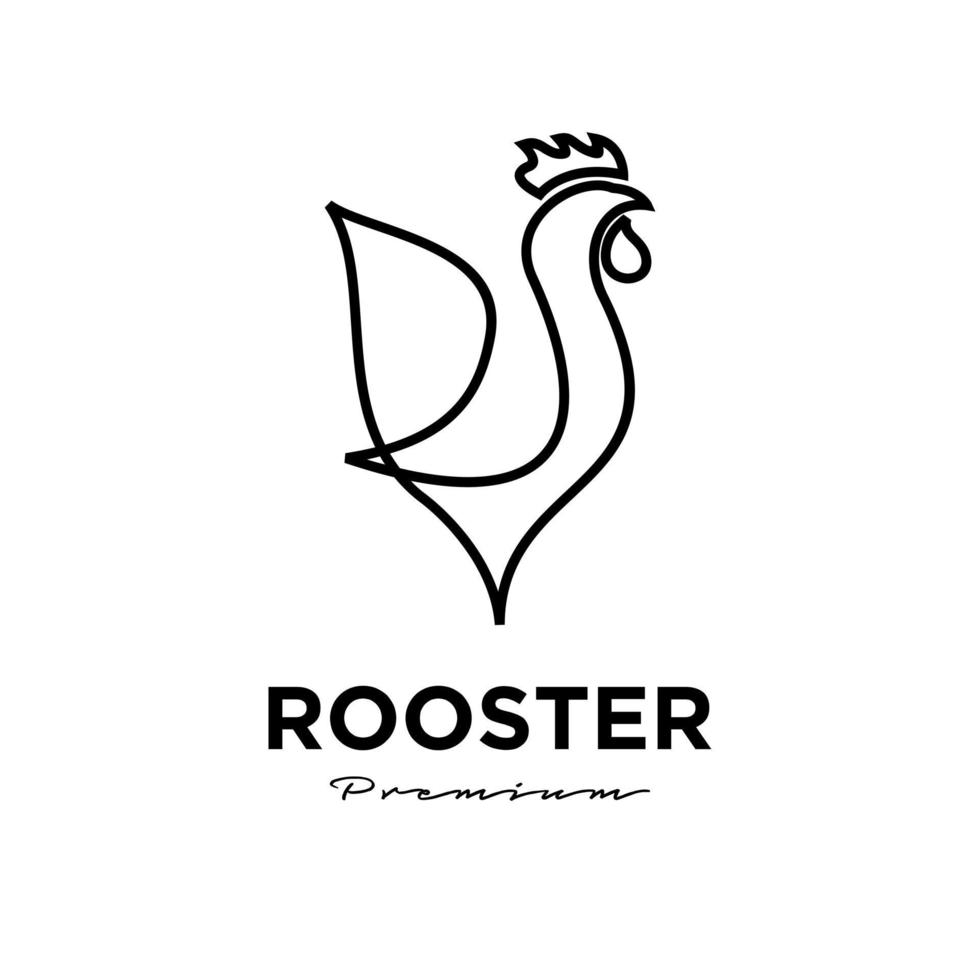 Ilustración de vector de plantilla de diseño de logotipo de icono de línea de gallo abstracto