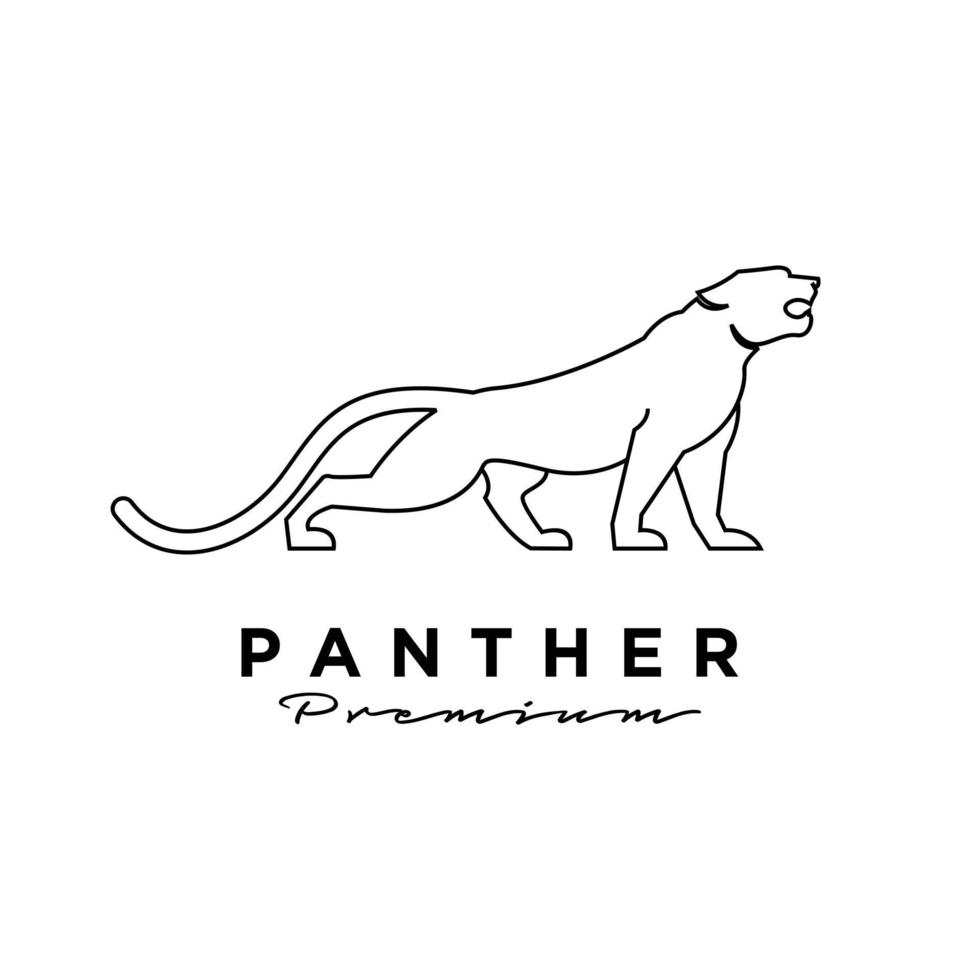 premium black panther vector line logo illustration design