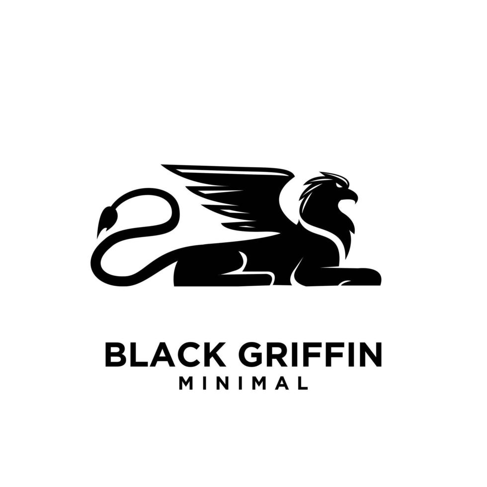 premium negro mínimo grifo criatura mítica emblema mascota vector diseño logo