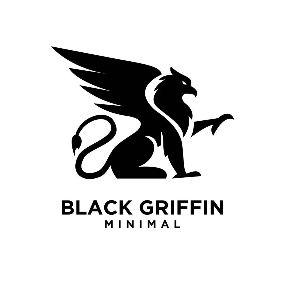 premium negro mínimo grifo criatura mítica emblema mascota vector diseño logo