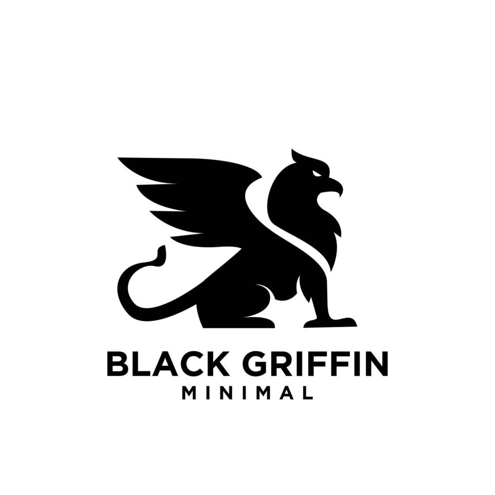 premium black minimal Griffin Mythical Creature Emblem mascot Vector Design Logo