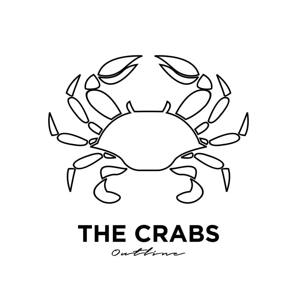 premium black line Crab Logo Design Vector Template Modern Design Vector Illustration