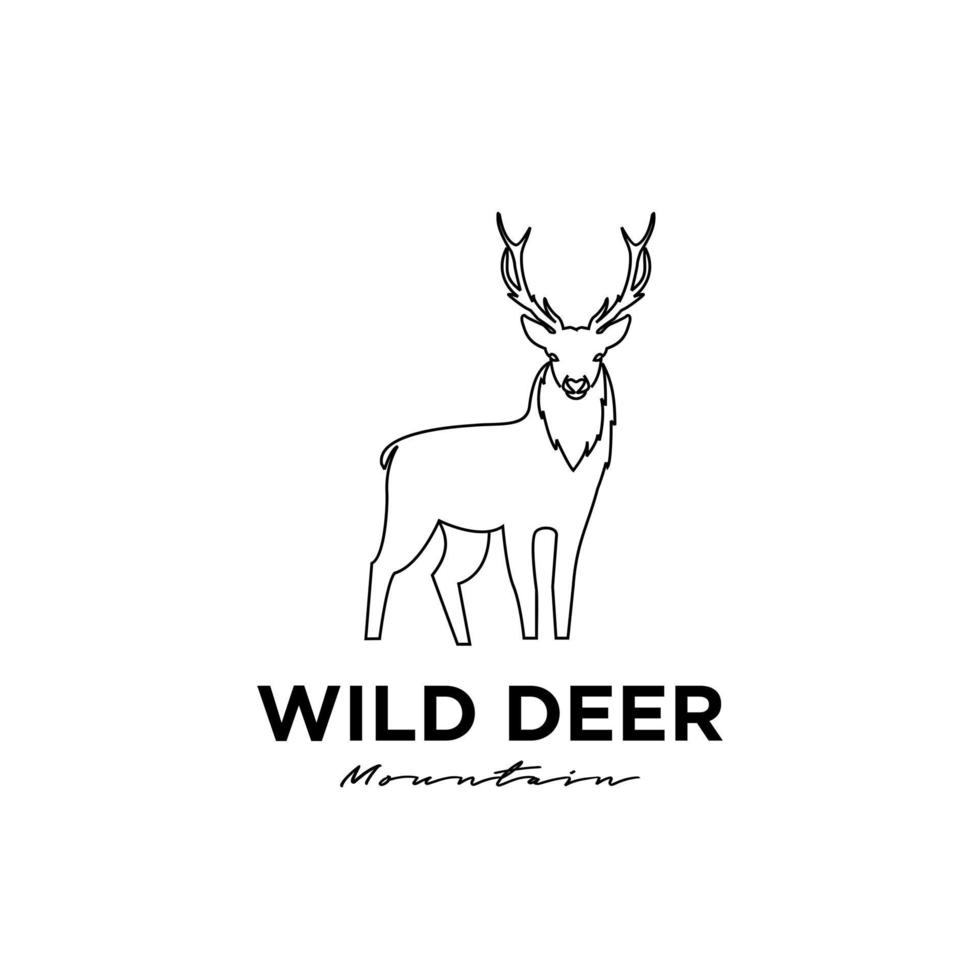 Vintage Vector Illustration vector deer line logo premium black template icon design