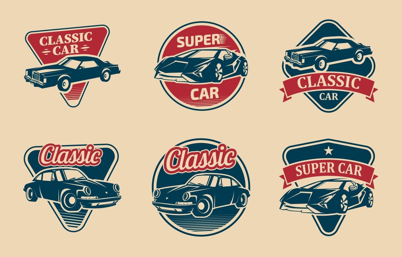 colección de logos de coches retro vector