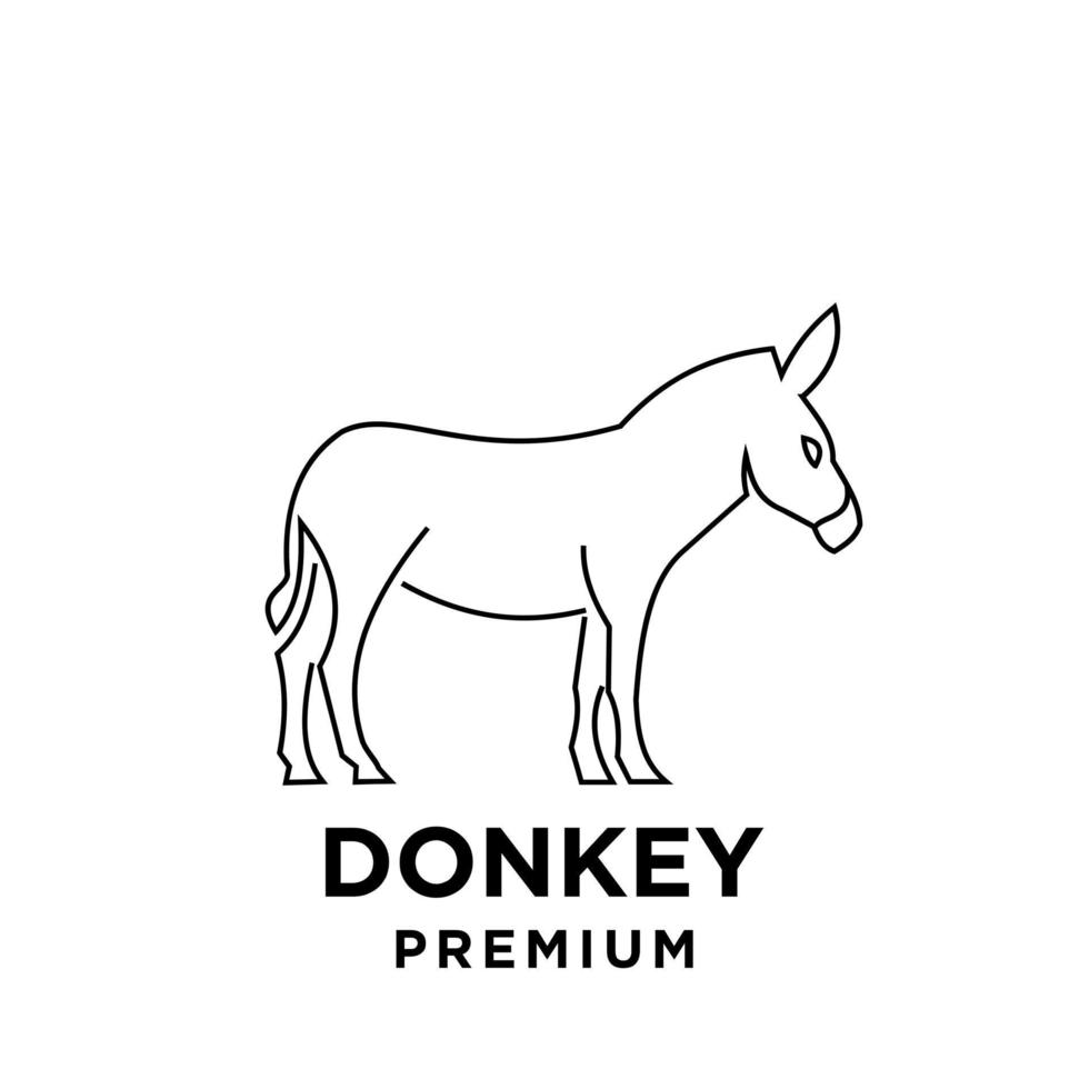 simple black line Donkey vector logo icon template character illustration design