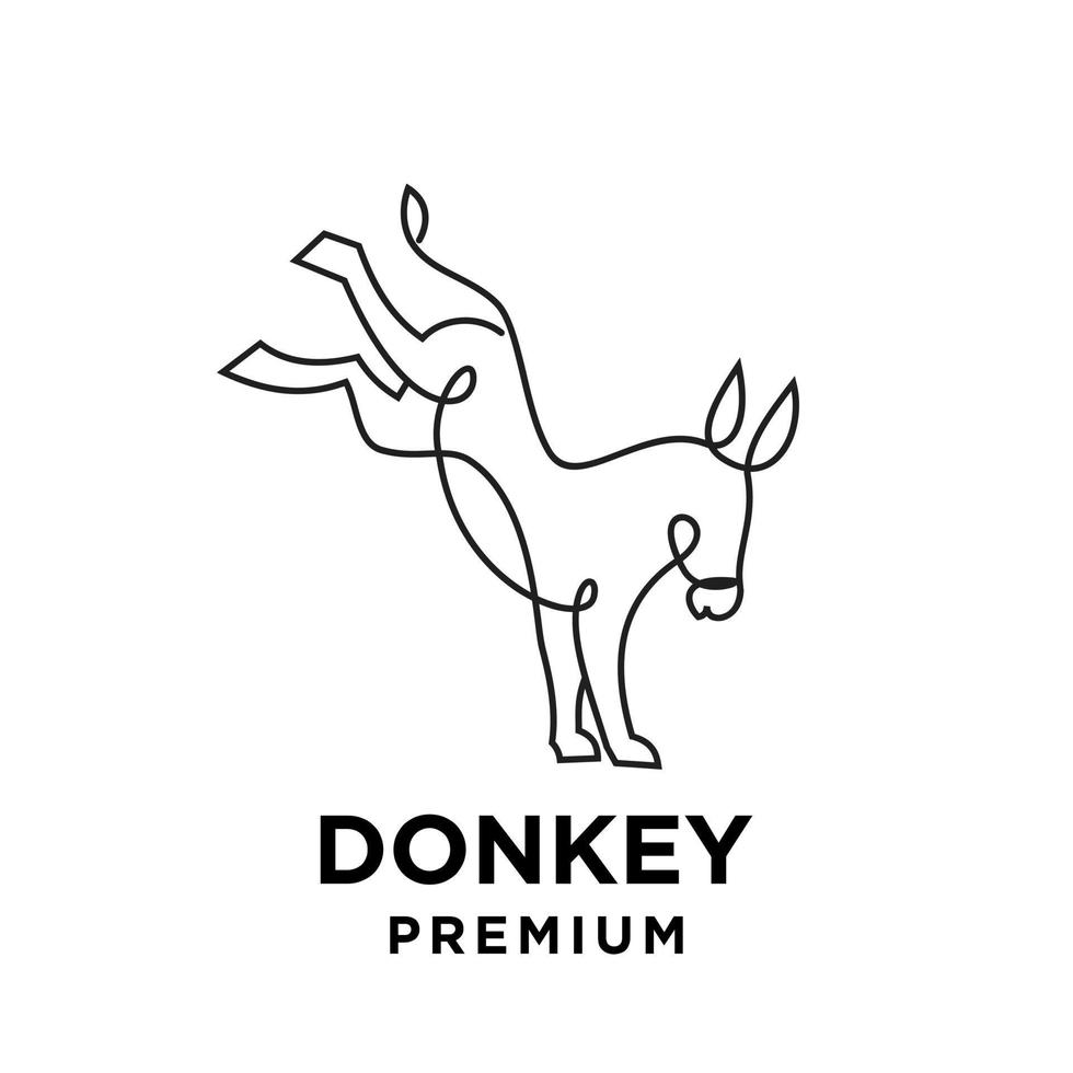 simple black line Donkey vector logo icon template character illustration design