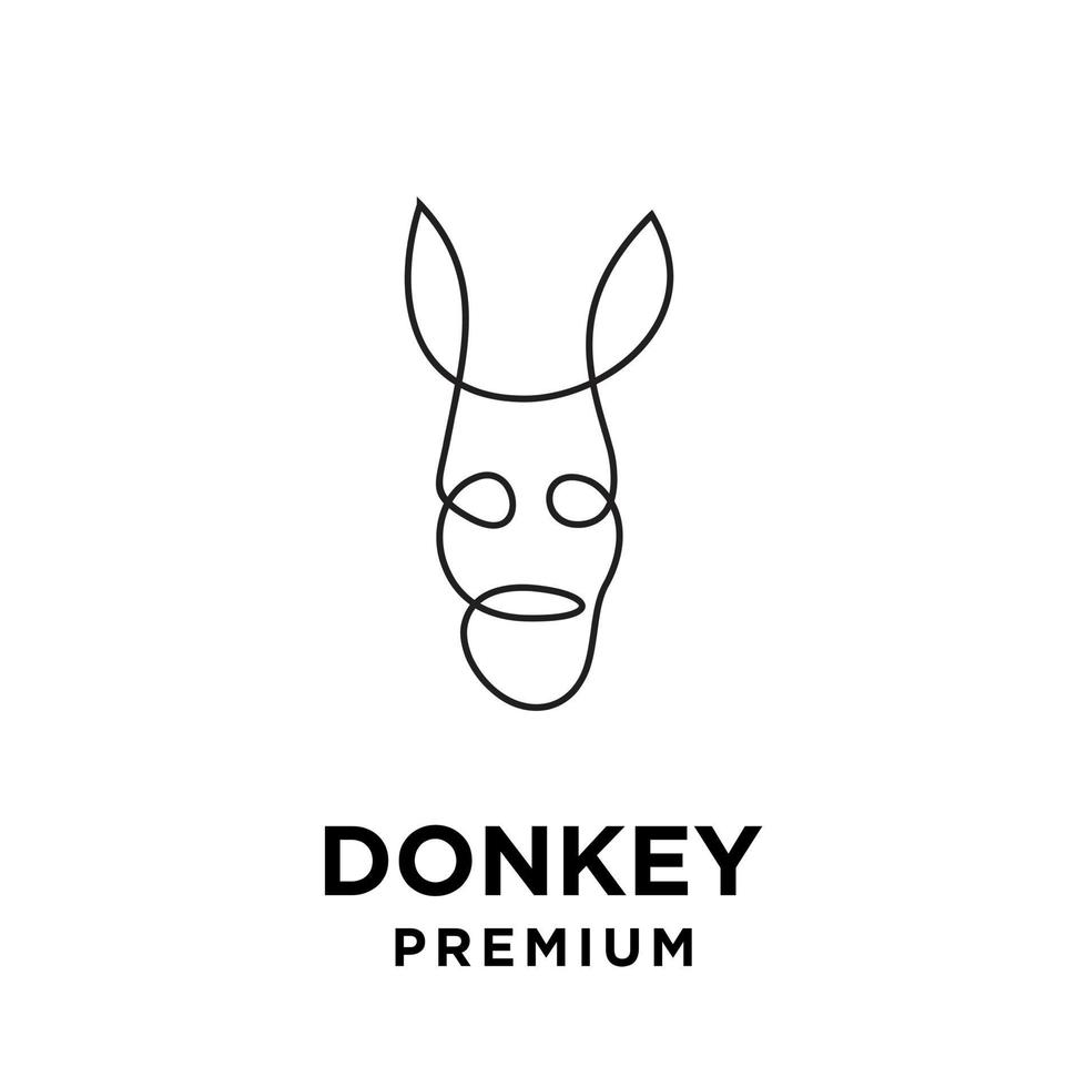 simple black line Donkey vector logo icon template character illustration design