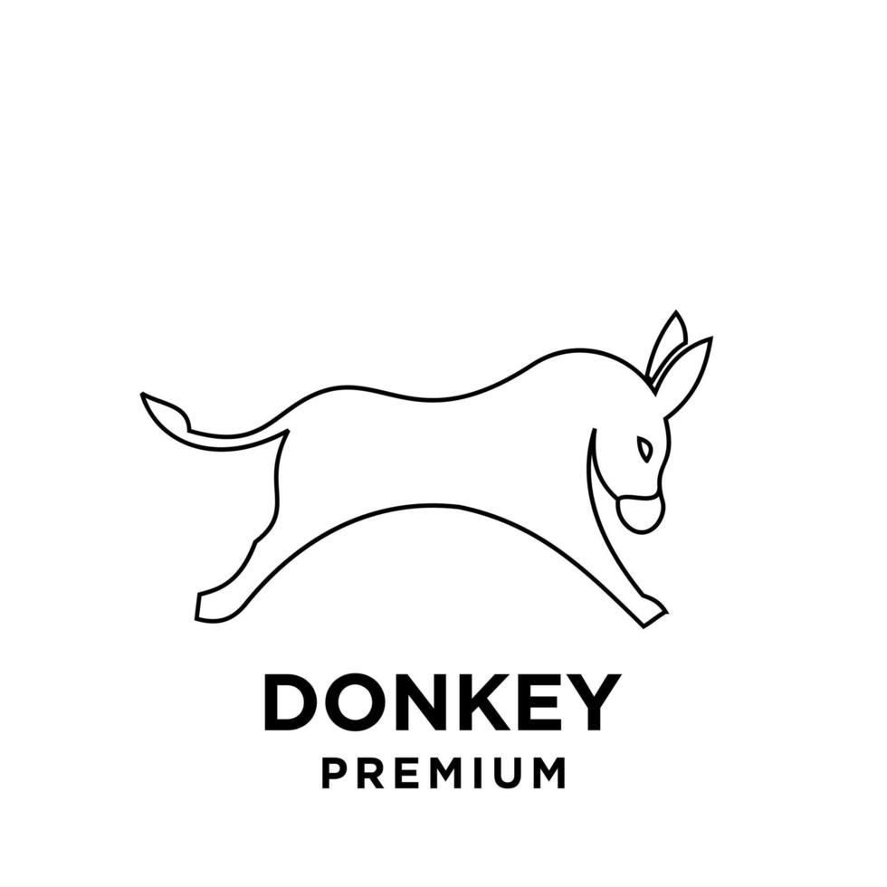 Diseño simple del ejemplo del carácter de la plantilla del icono del logotipo del vector del burro de la línea negra