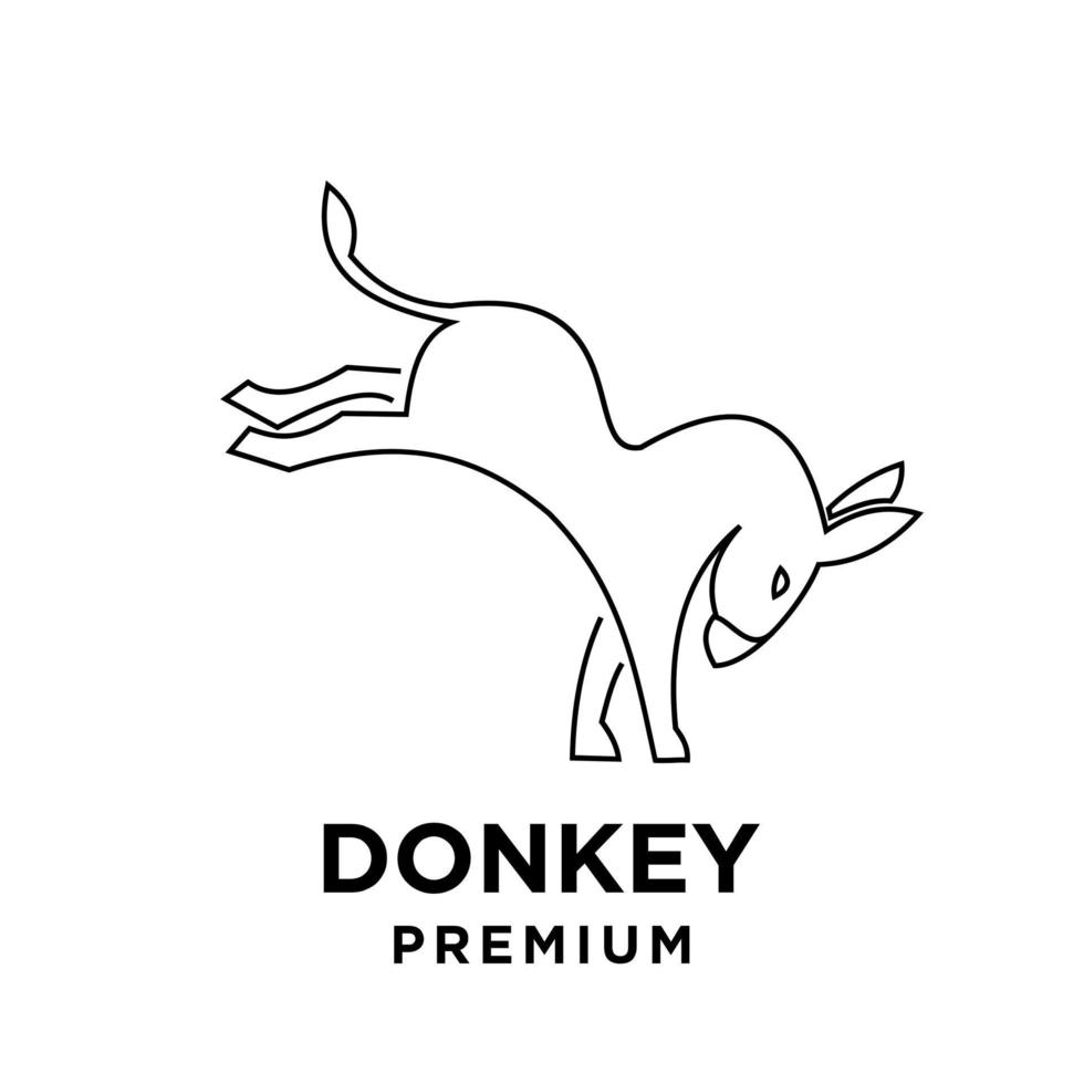 simple black line Donkey vector logo icon template character illustration design