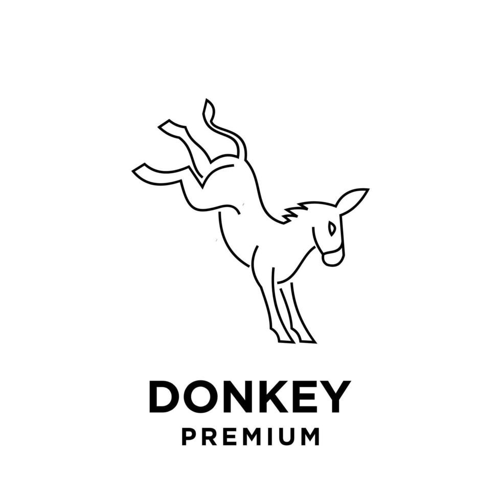 simple black line Donkey vector logo icon template character illustration design