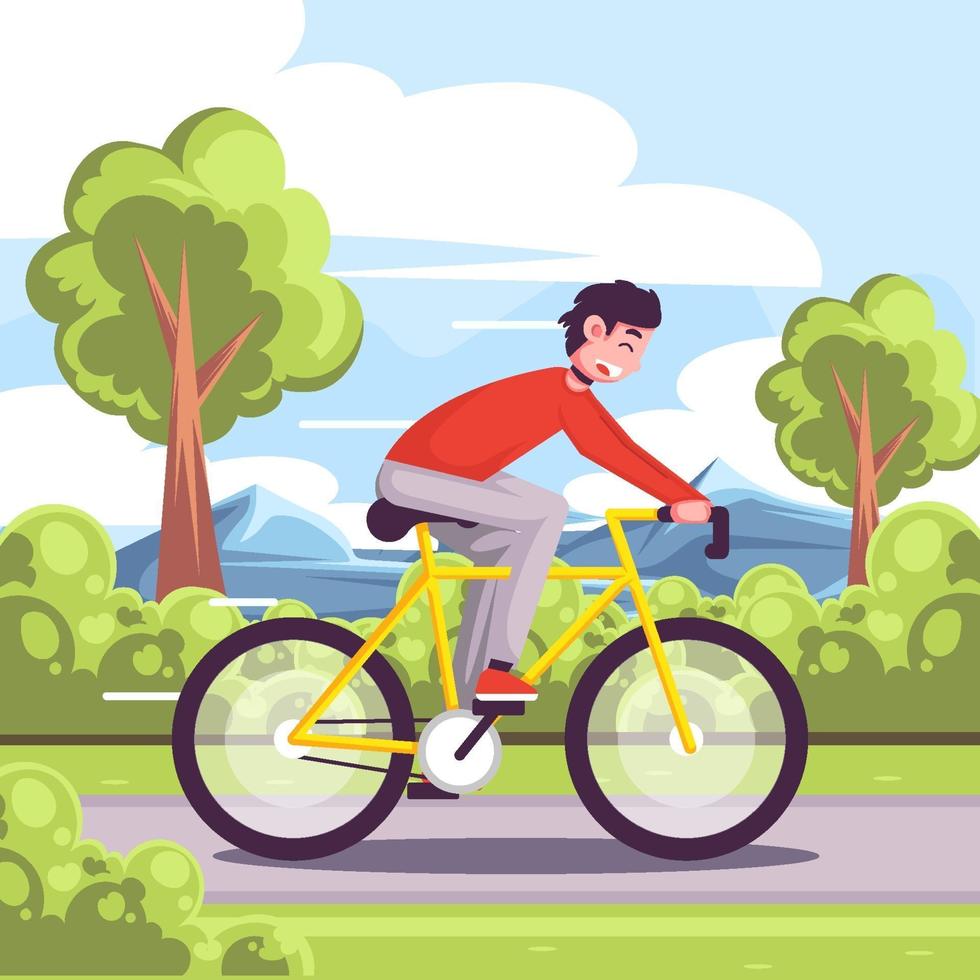 Riding Bike on Sunny Day vector