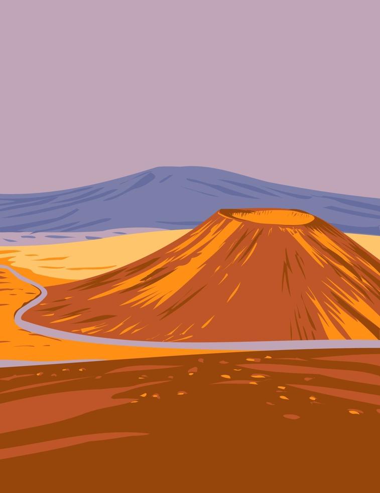 Mauna Kea in Hawaii Volcanoes National Park One of Five Volcanoes That Form the Island of Hawaii WPA Poster Art vector