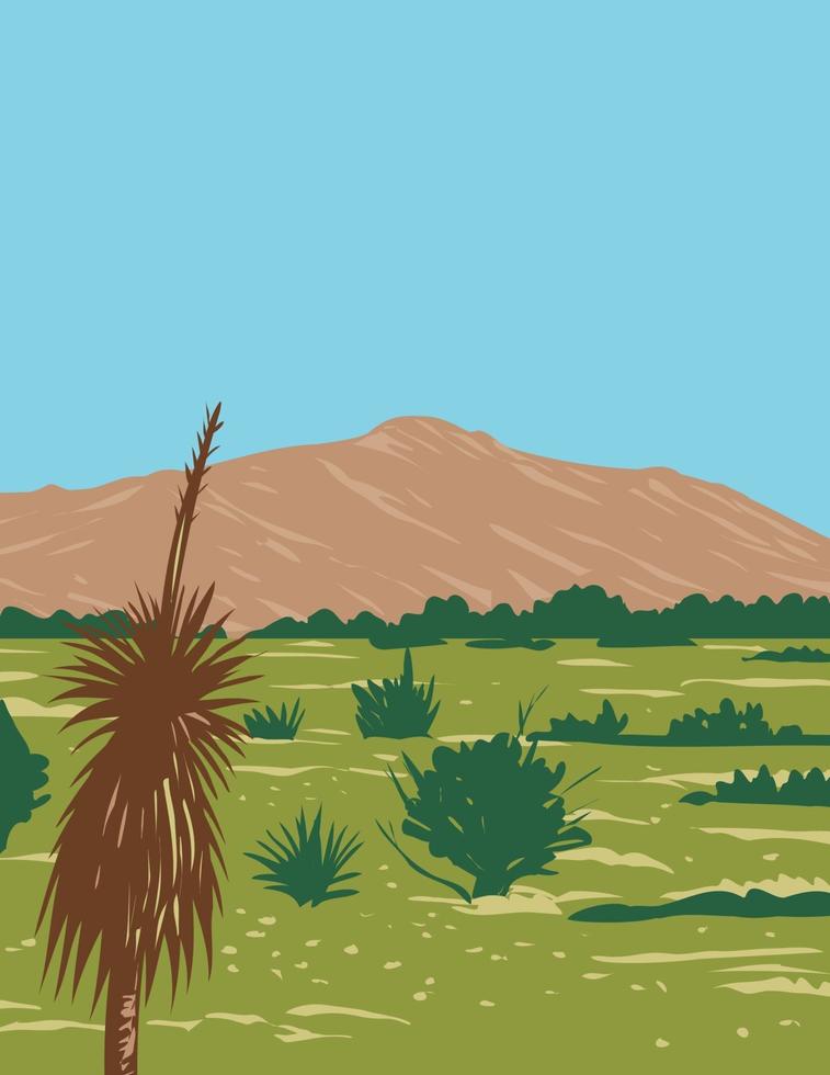 pico del rincon en la montaña del rincon dentro del parque nacional saguaro desierto de la montaña del rincon del bosque nacional coronado en arizona wpa poster art vector