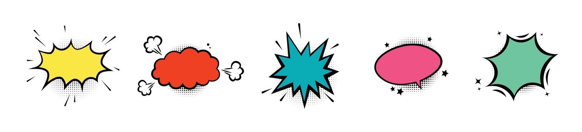 Chat burbuja estilo cómico puntos de semitono vintage conjunto de ilustraciones vectoriales vector