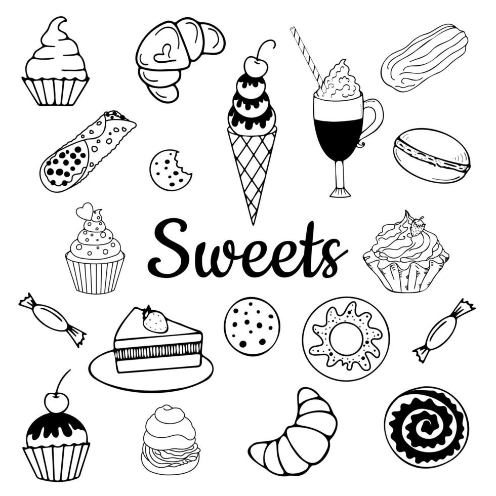 doodle sweets vector illustration