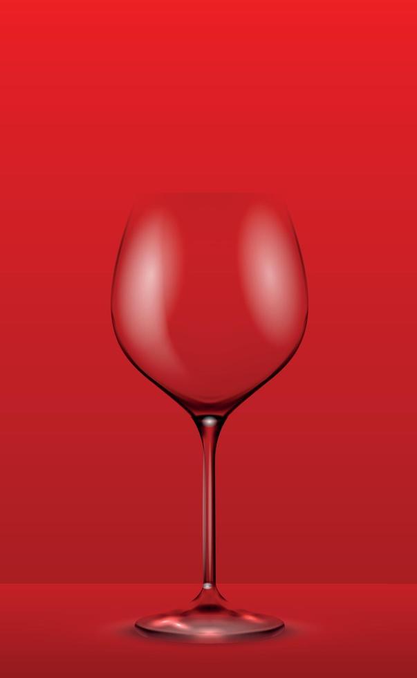 Realistic wine glass on red background - Vector