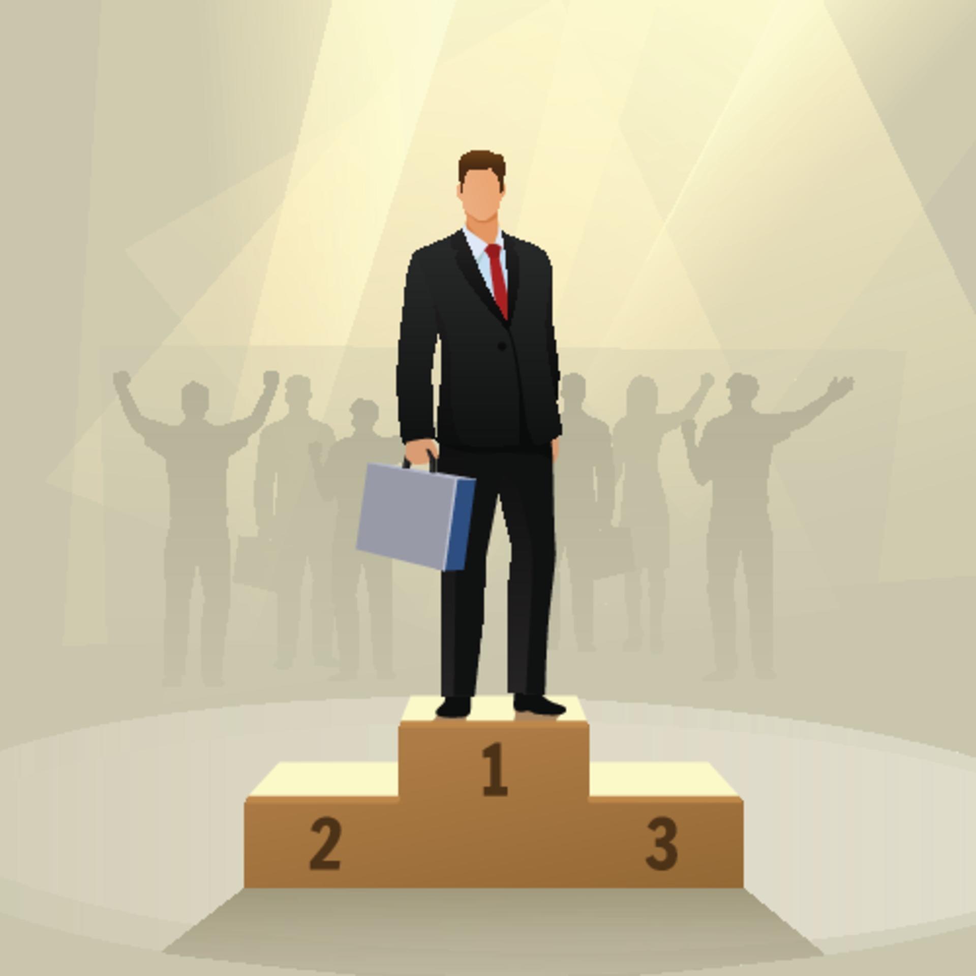 Success businessman character standing in a podium 2373864 Vector Art