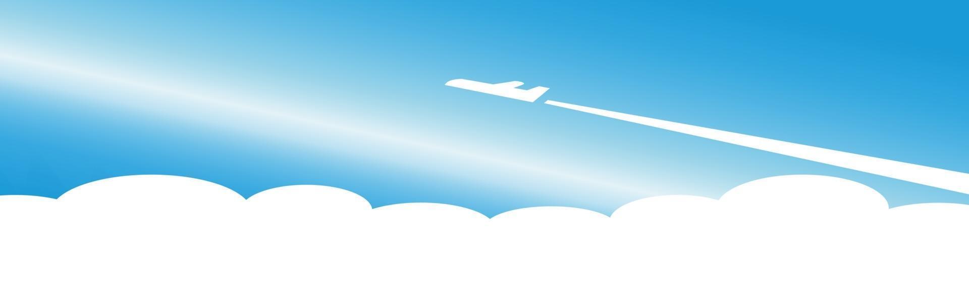 Silhouette of a plane taking off on a background of blue n - Vector