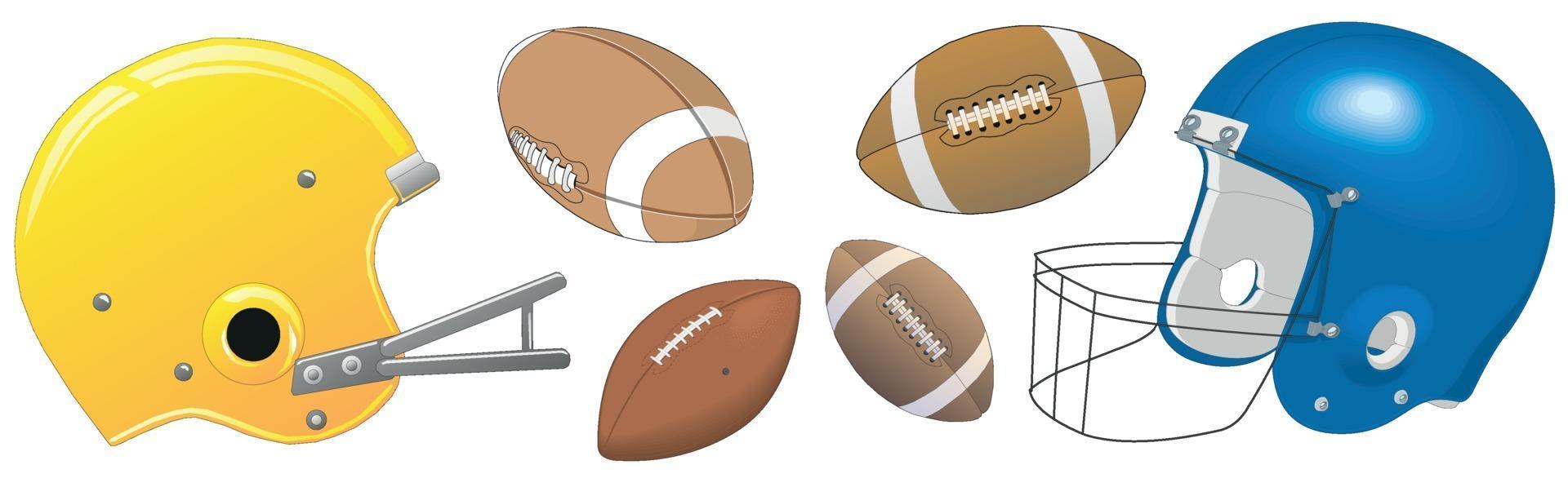 American football accessories on a white background - Vector