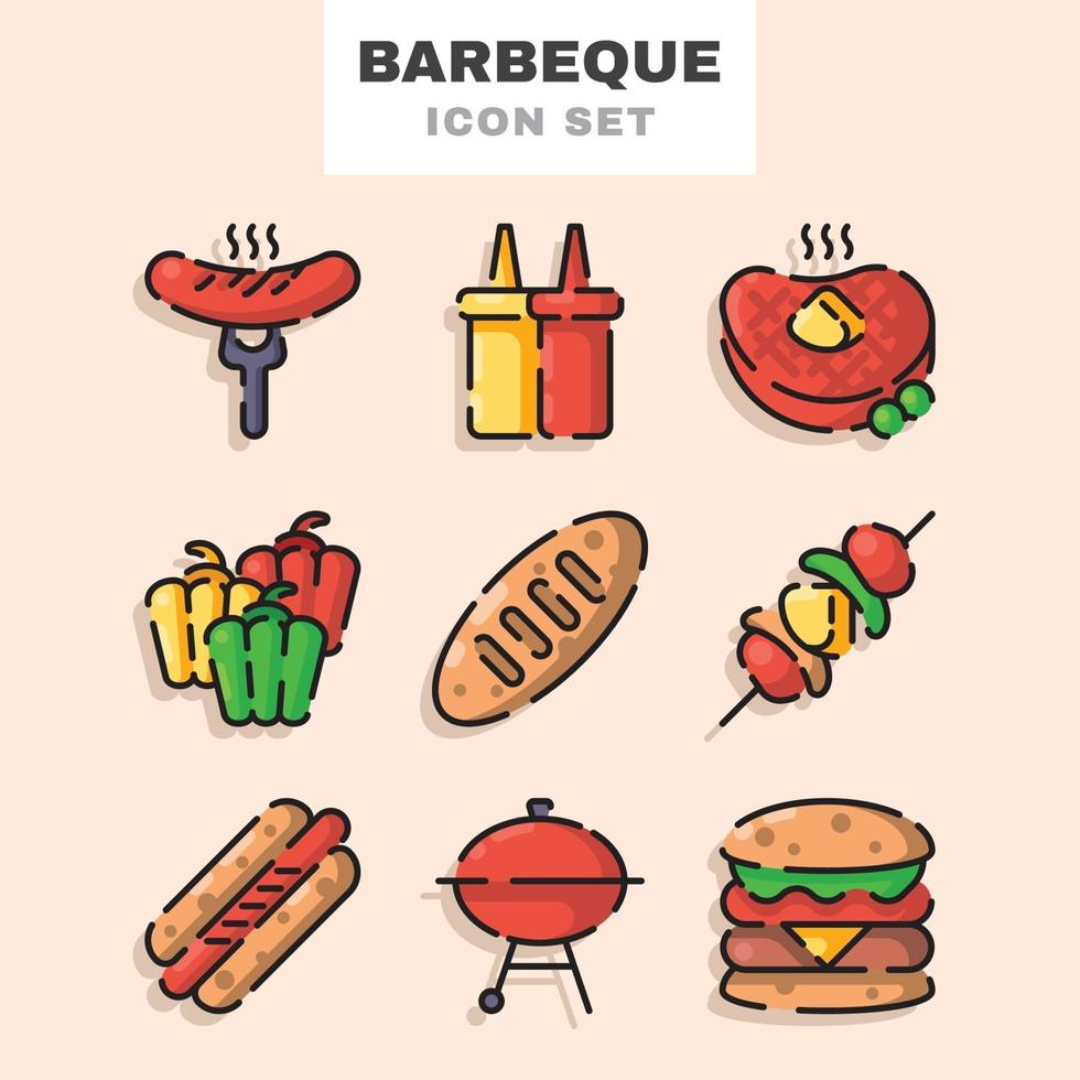 conjunto de iconos de barbacoa vector