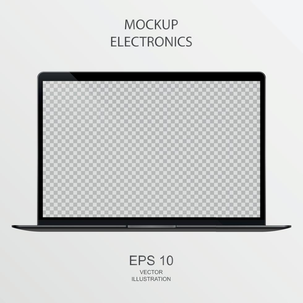 Laptop in Black, Silver and White with Reflection - Realistic Vector