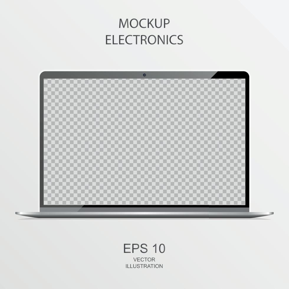 Laptop in Black, Silver and White with Reflection - Realistic Vector