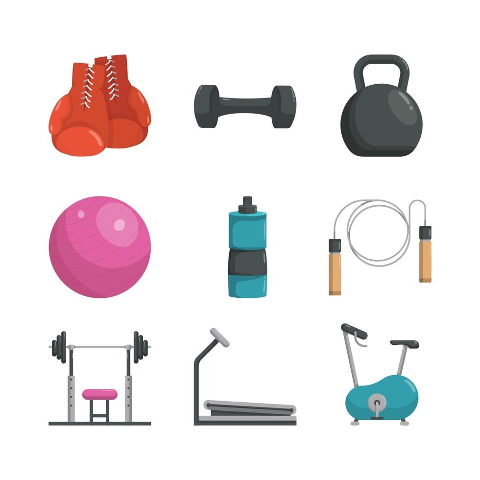 colección de iconos de gimnasio en casa vector