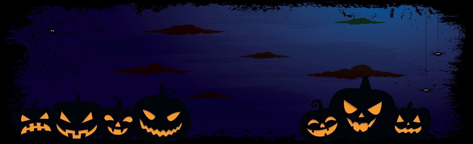 Scary gloomy dark blue halloween background - Vector