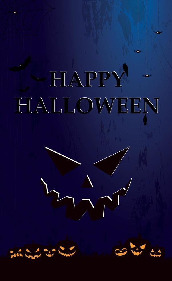Scary gloomy dark blue halloween background - Vector