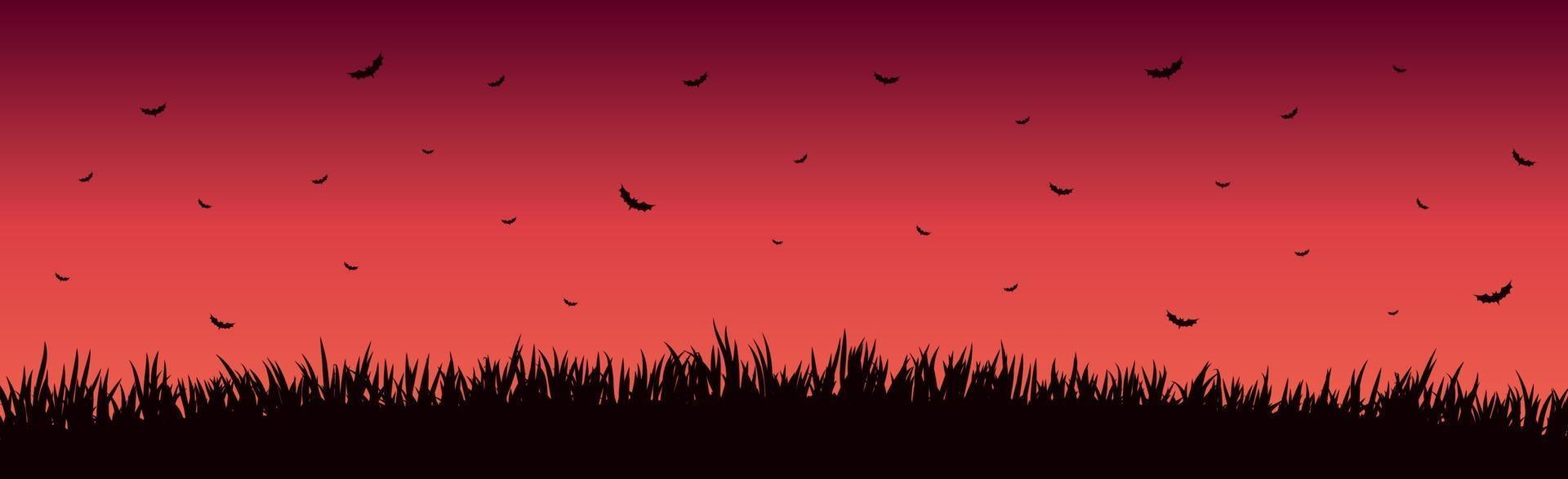 Many bats on a bright red sunset vector