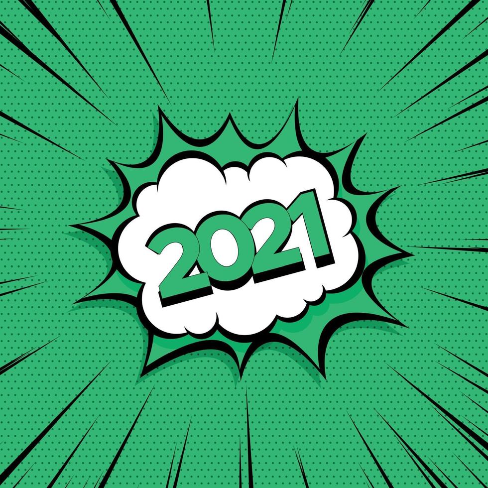 Colorido cómic zoom año nuevo 2021- ilustración vectorial vector