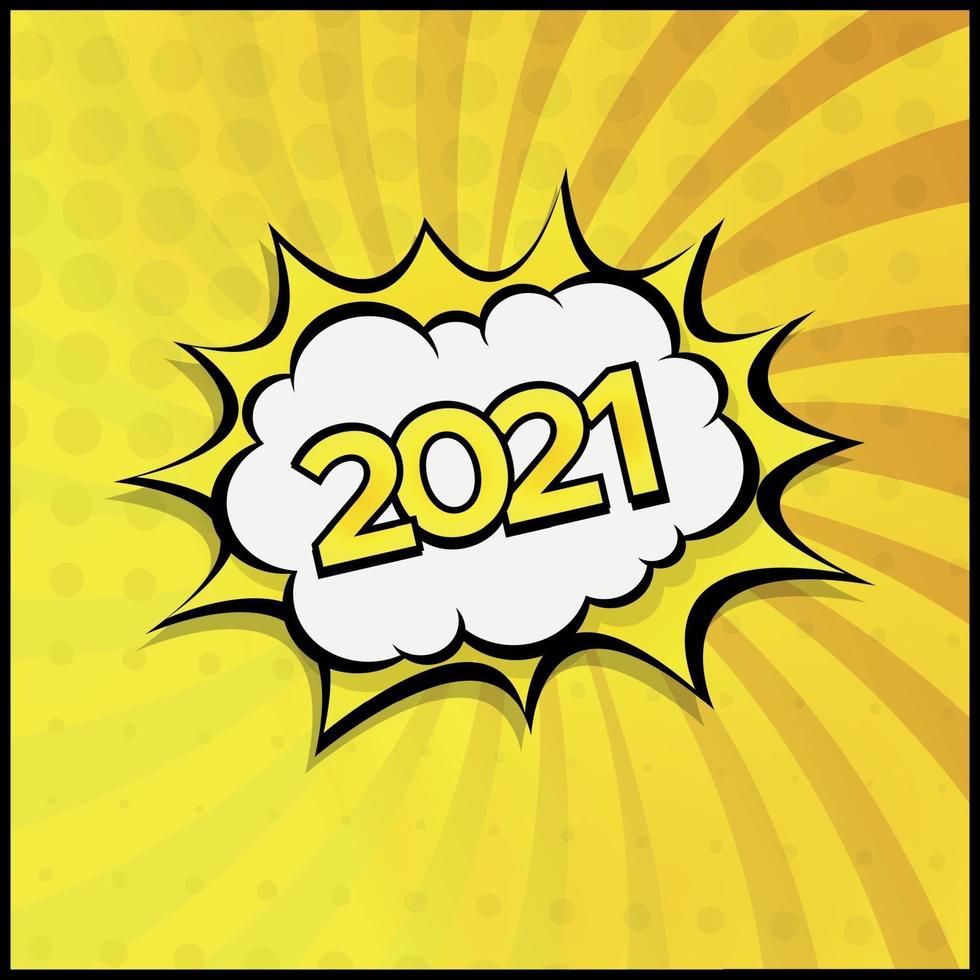 Colorful Comic Zoom New Year 2021- Vector illustration