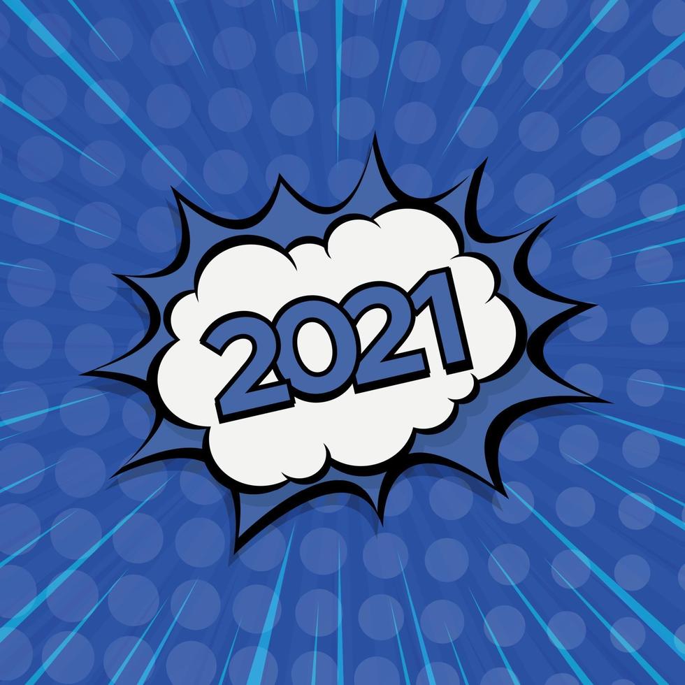 Colorido cómic zoom año nuevo 2021- ilustración vectorial vector