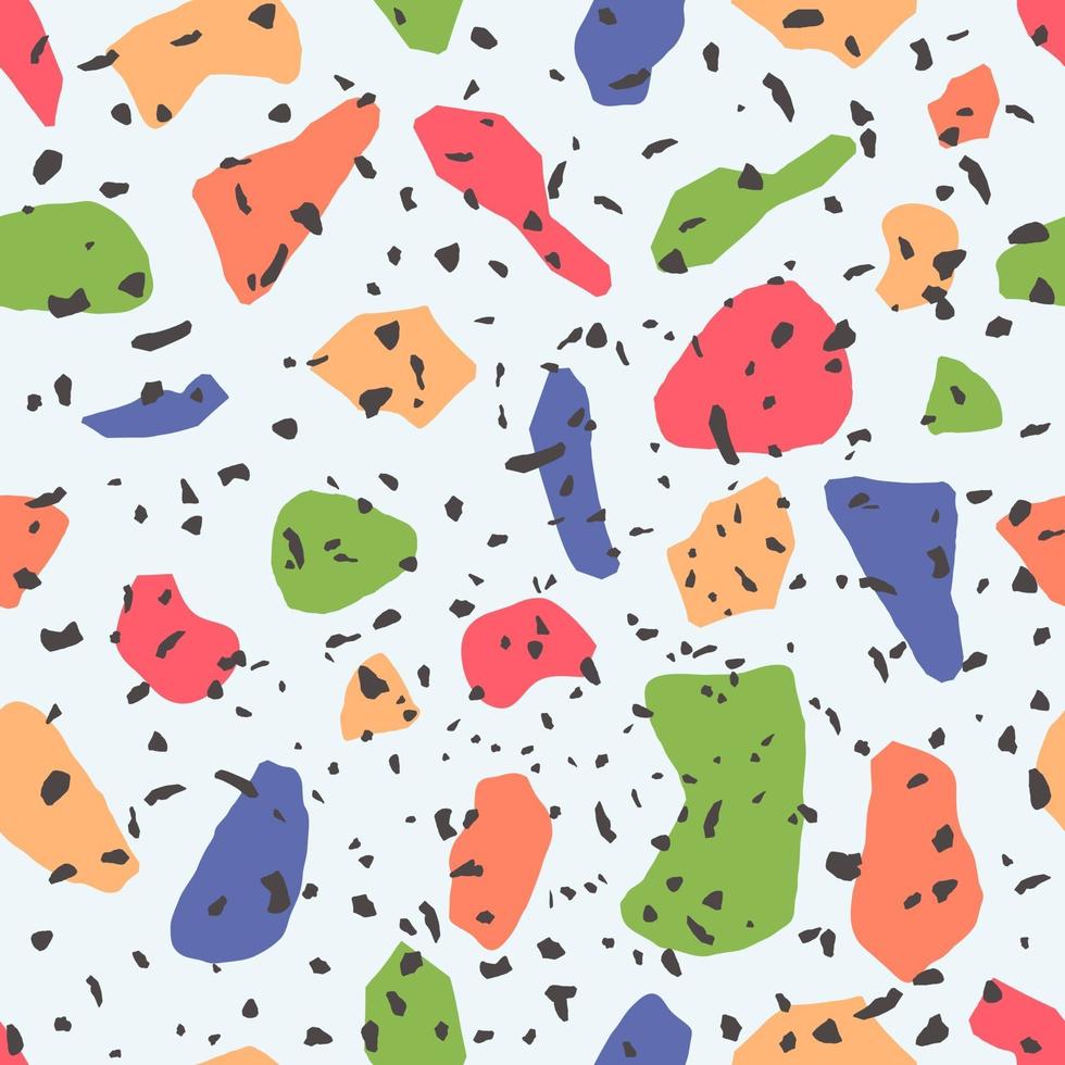 Terrazzo montley stones seamless pattern with colored rocks fractions vector illustration