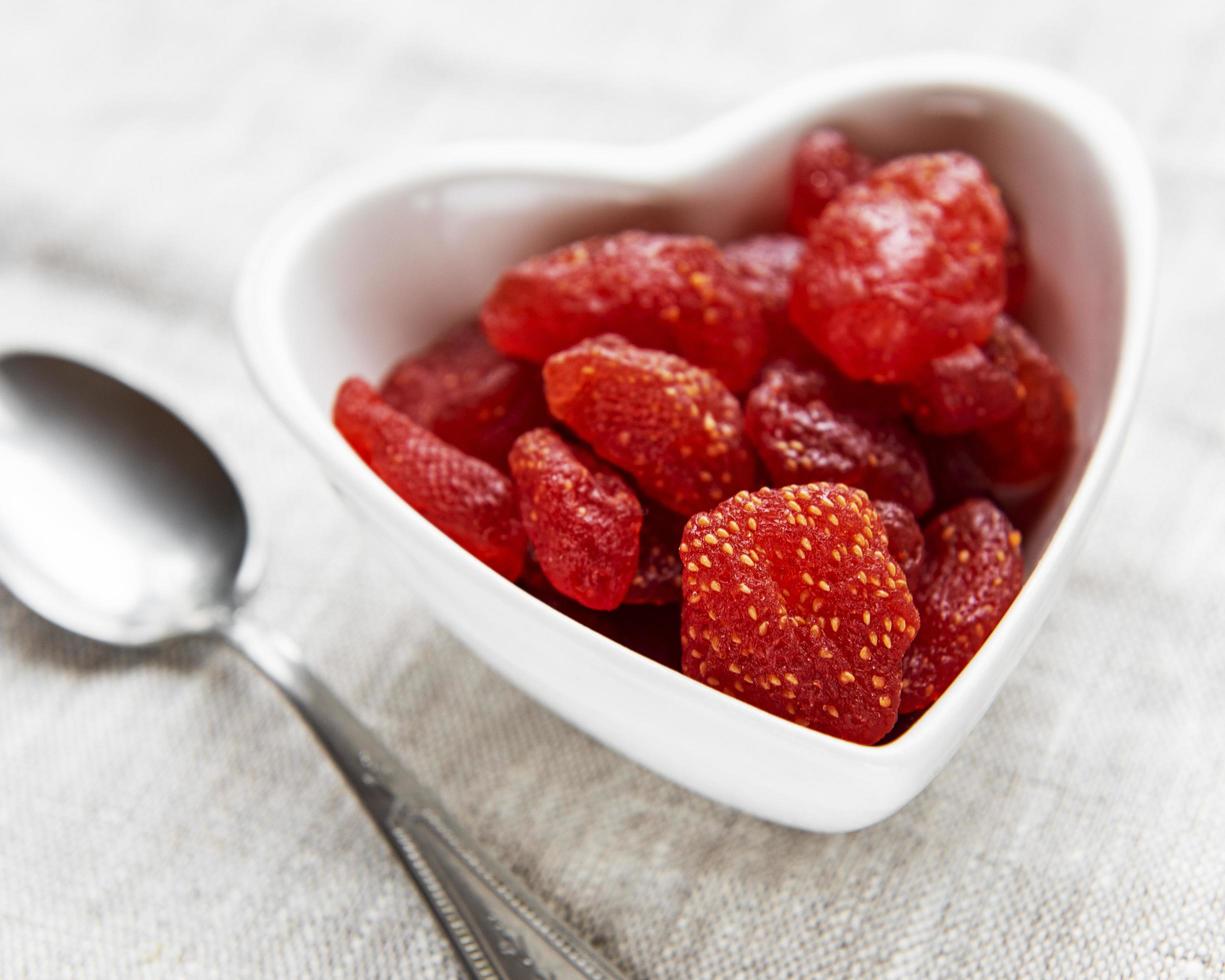 Dried strawberries on a table photo