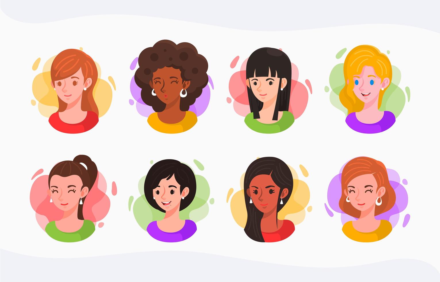 Set of Cute Female Avatar vector