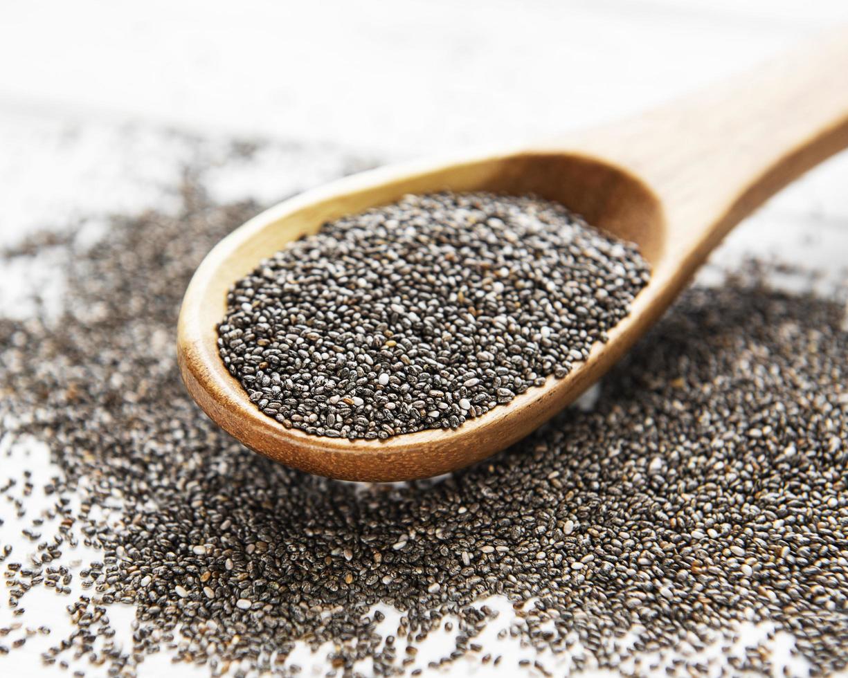 Chia seeds in the spoons photo