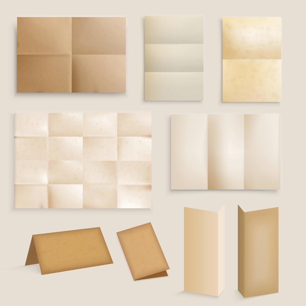Vintage Paper Realistic Collection Vector Illustration