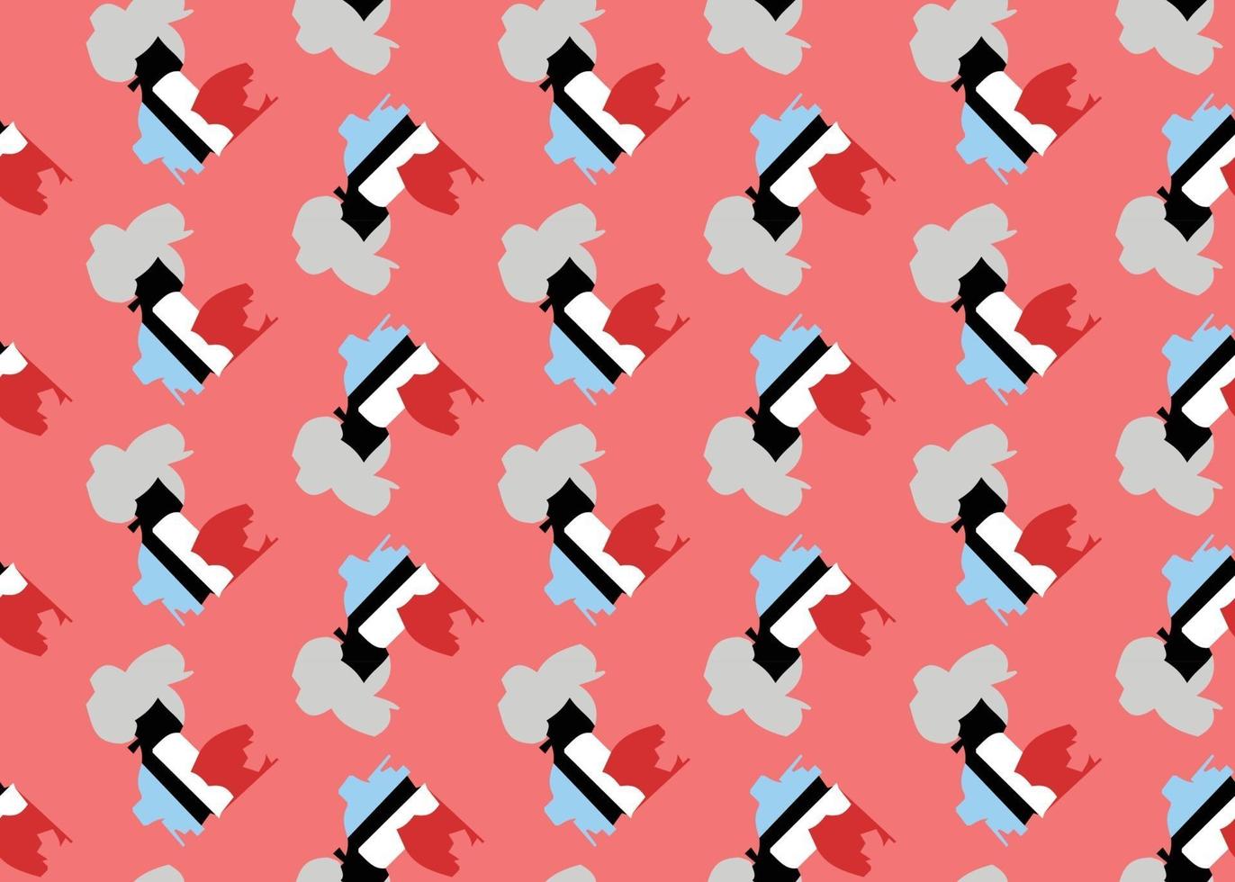 Vector texture background, seamless pattern. Hand drawn, red, blue, grey, black, white colors.