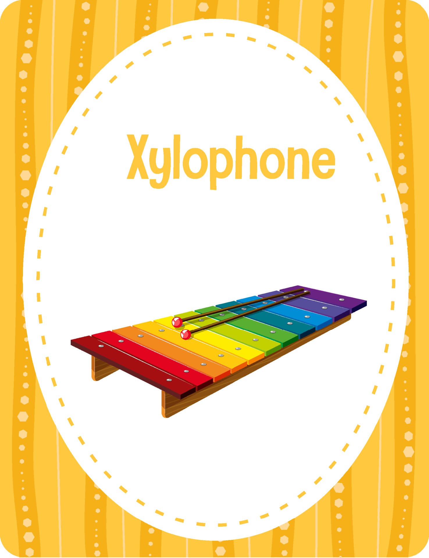 Vocabulary flashcard with word Xylophone 2374968 Vector Art at Vecteezy