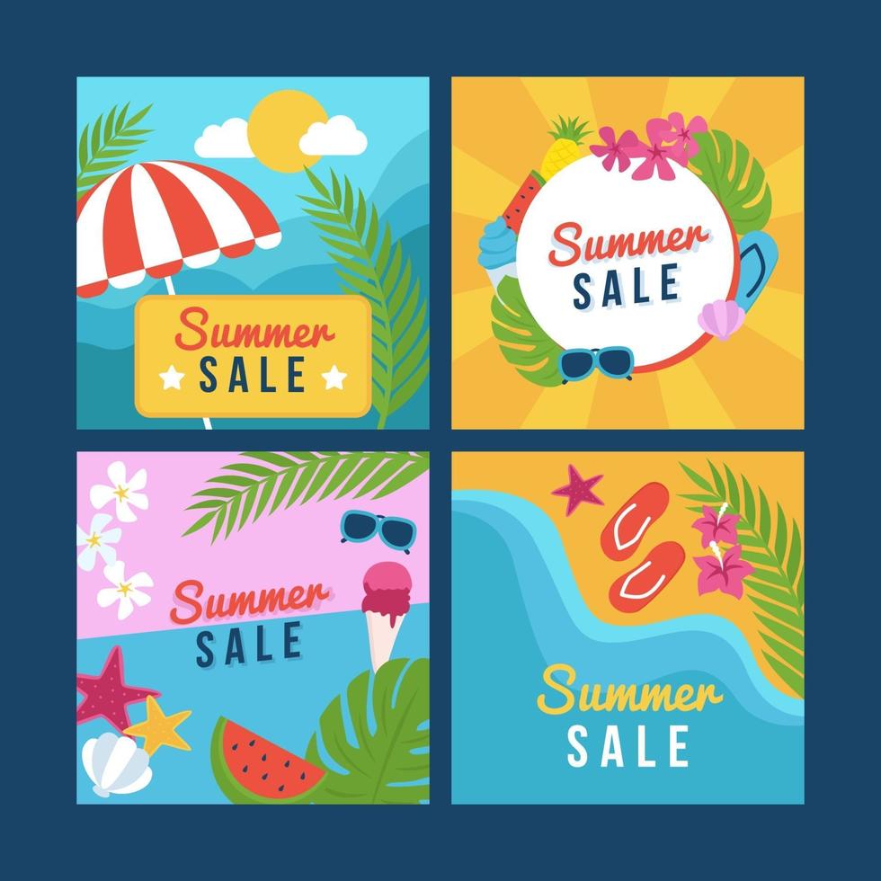 colección de banners de redes sociales de verano vector