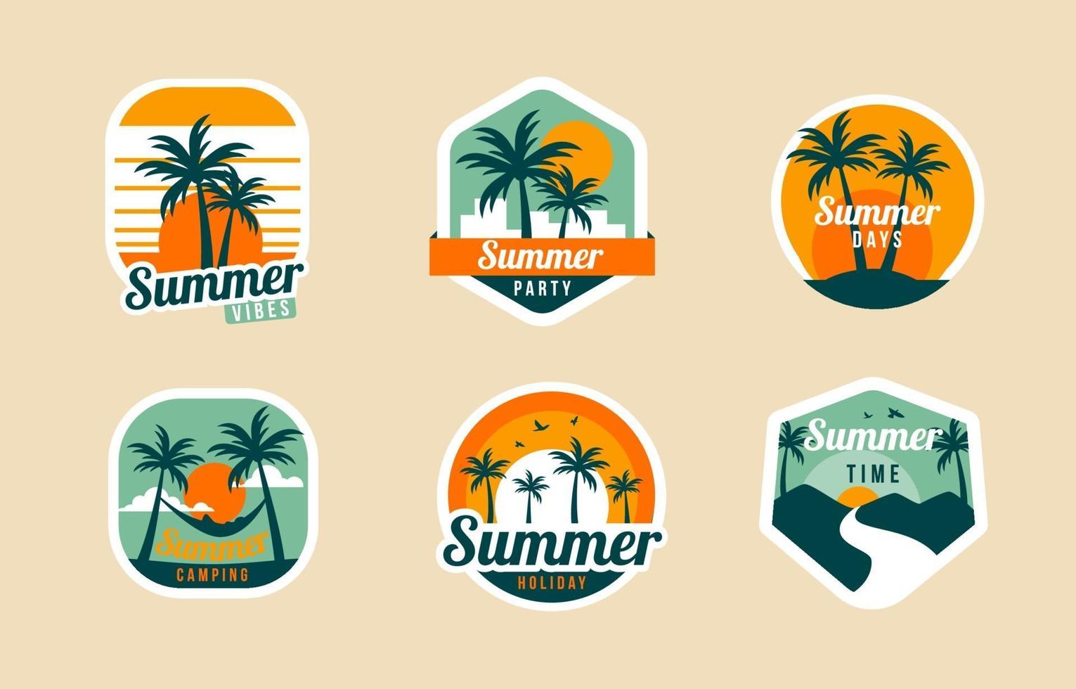 summer badge set collection vector